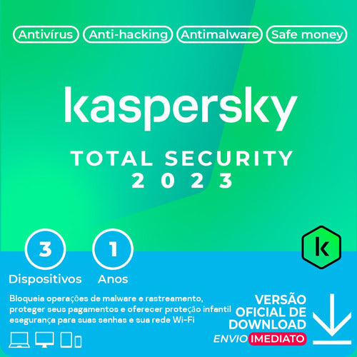 Kaspersky Total Security 3 Pc 1 Ano - Cartão Chave de Licença