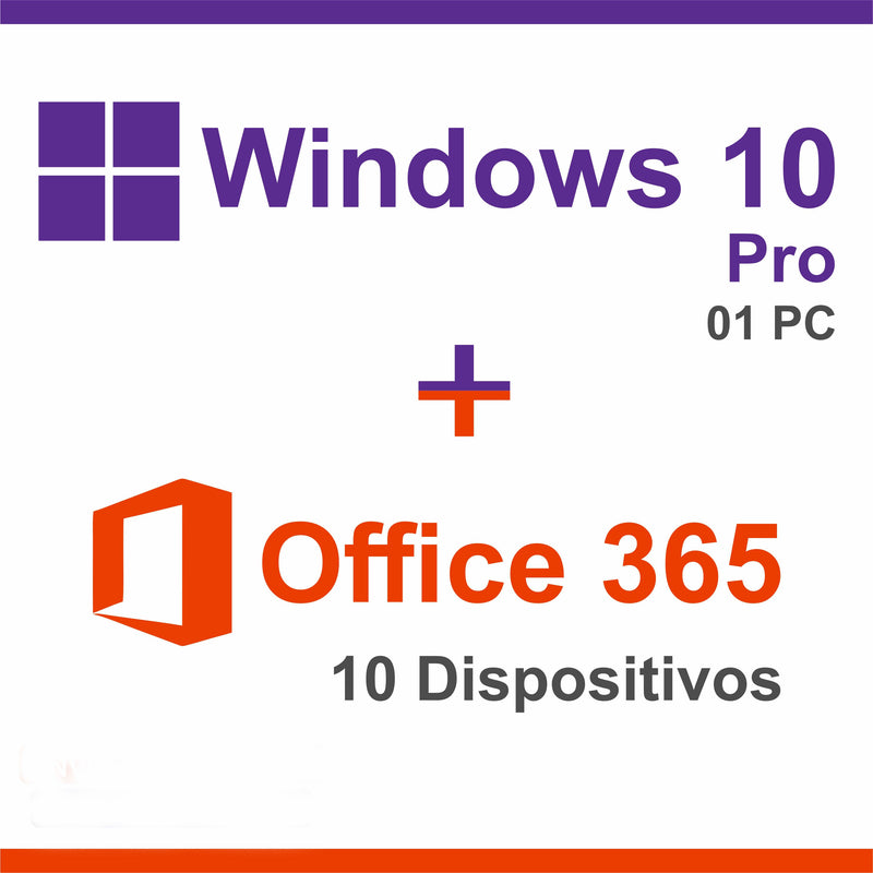 Windows 10 Pro + Office 365 2024 - Cartão Chave de Licença